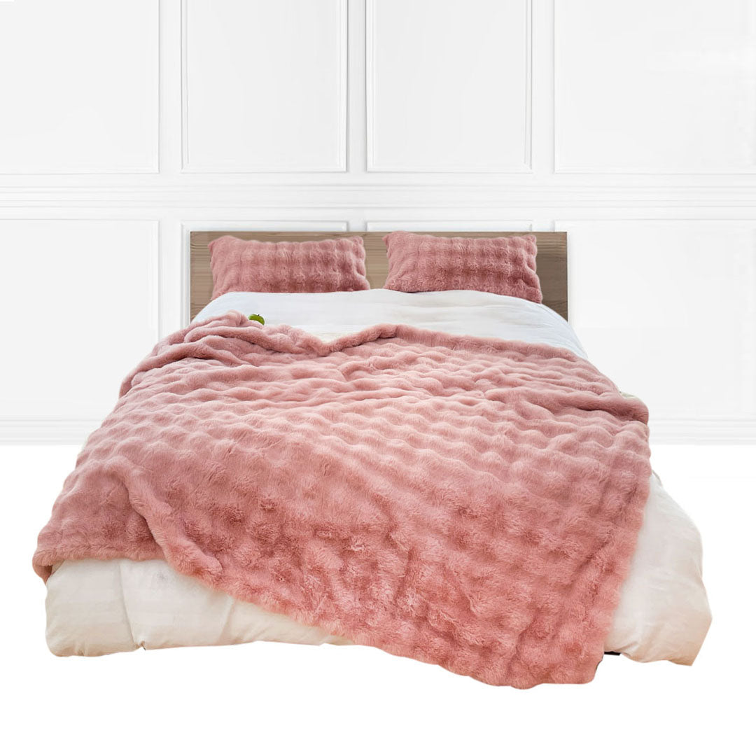 NNEAGS 200cm Pink Fur Fuzzy Super Soft and Cozy Fluffy Throw Blanket