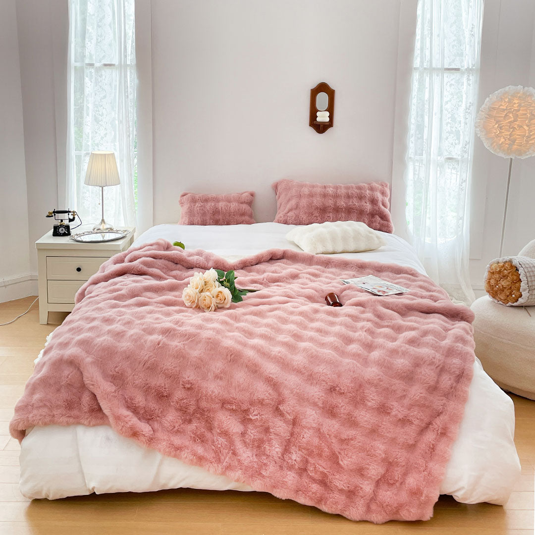 NNEAGS 200cm Pink Fur Fuzzy Super Soft and Cozy Fluffy Throw Blanket