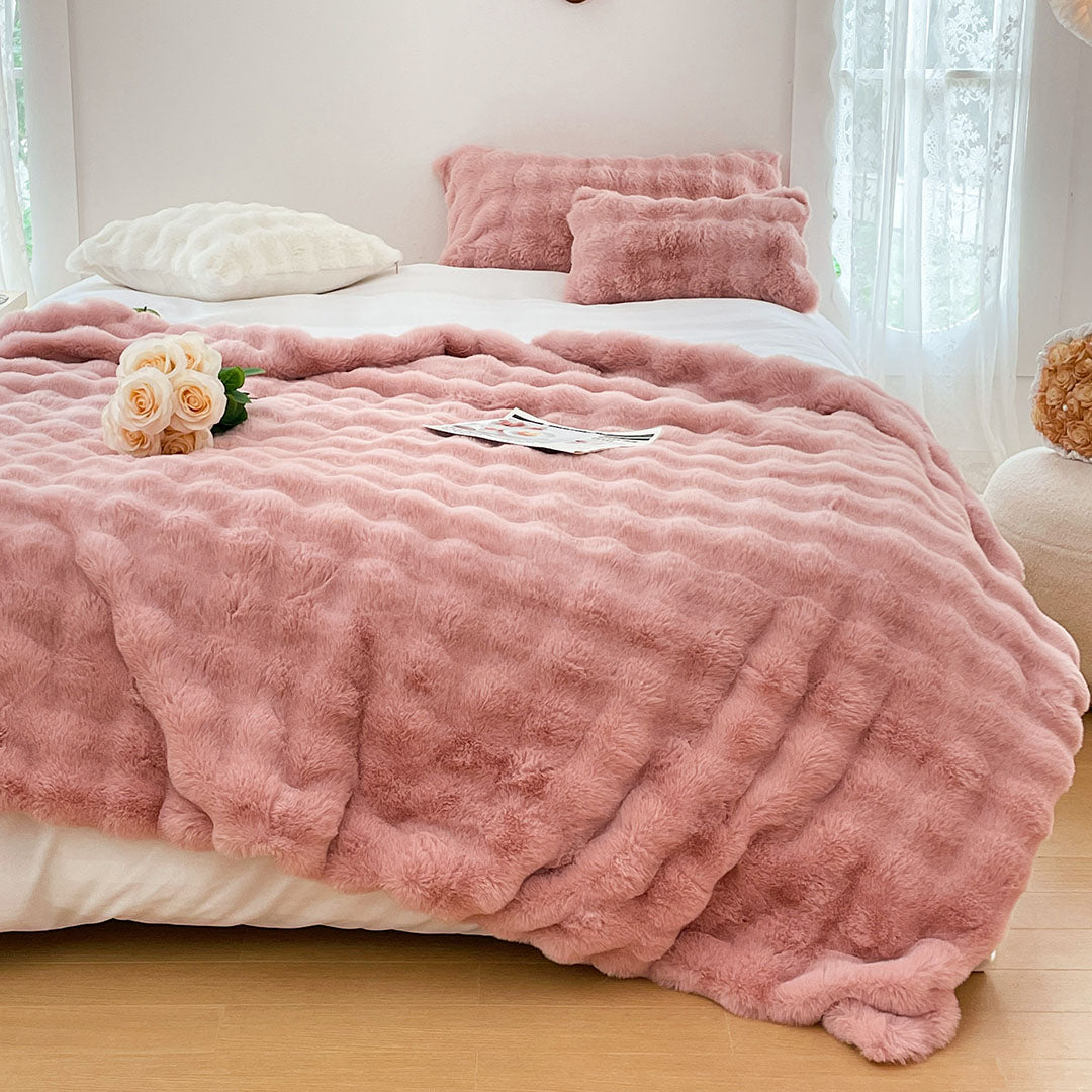 NNEAGS 200cm Pink Fur Fuzzy Super Soft and Cozy Fluffy Throw Blanket