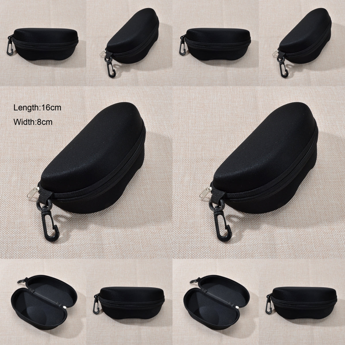 10 pcs Portable Hard Shell Sunglasses Case set Zipper Eyewear Eyeglasses Case with Hook for Women Men Travel Sports
