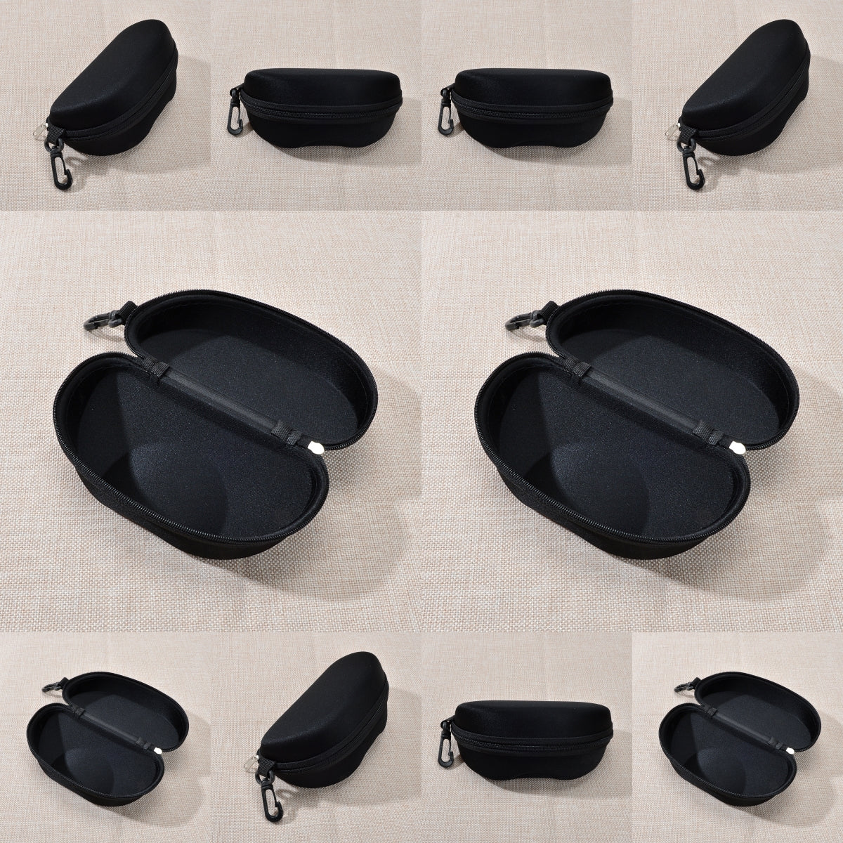 10 pcs Portable Hard Shell Sunglasses Case set Zipper Eyewear Eyeglasses Case with Hook for Women Men Travel Sports