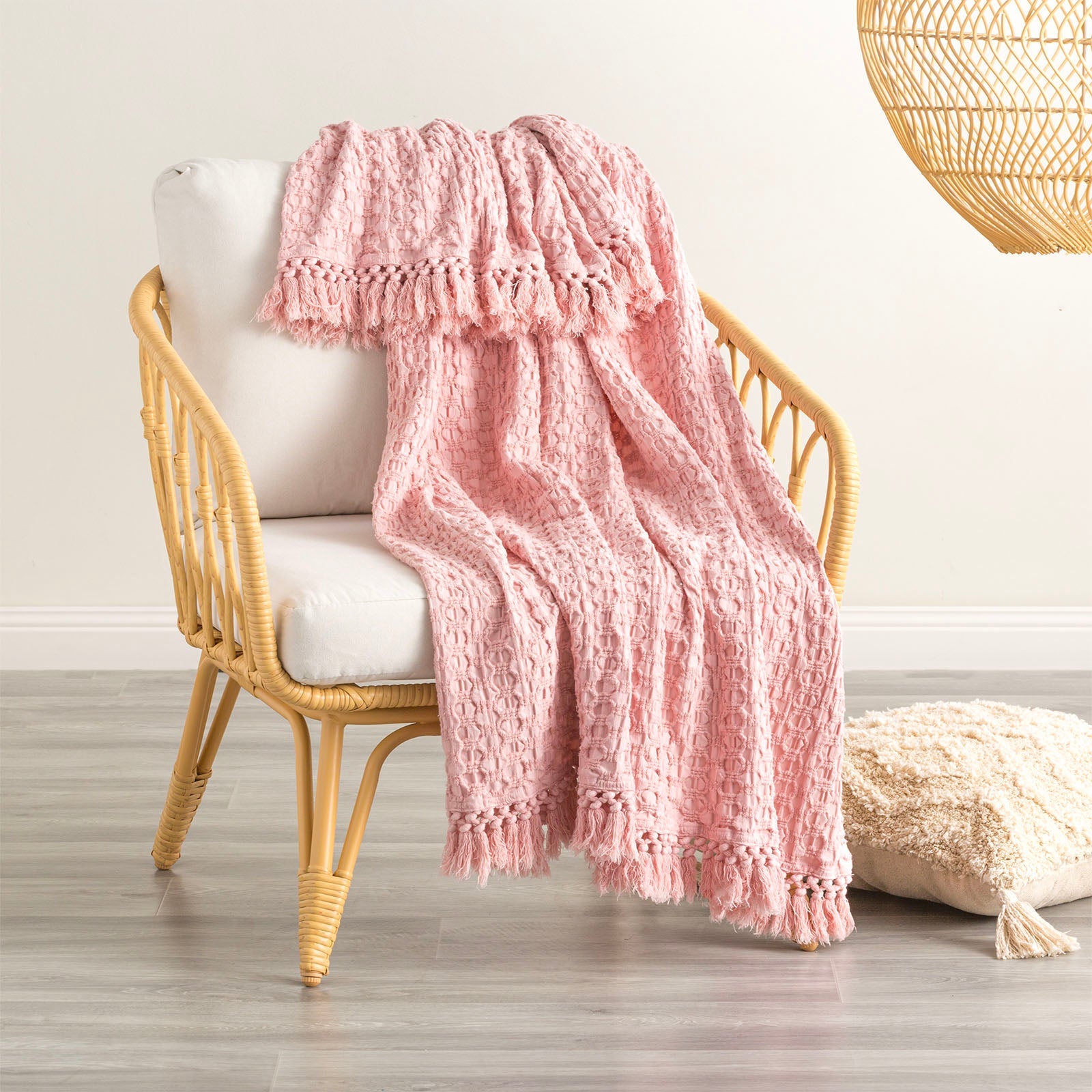 NNEDSZ Alysian Washed Cotton Textured Blush Throw by Renee Taylor